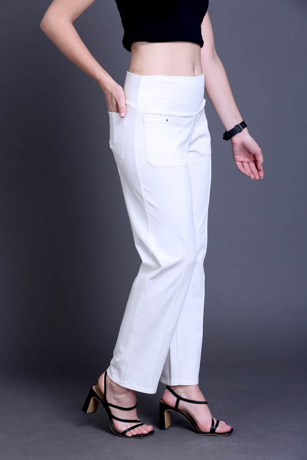 Amalfi White Cotton and Linen Stretch Drawstring Pant - Custom Fit Pants